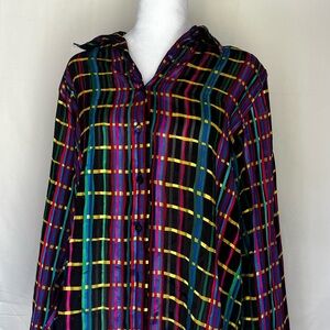 Vintage 90s sheer neon punk rock button down shirt